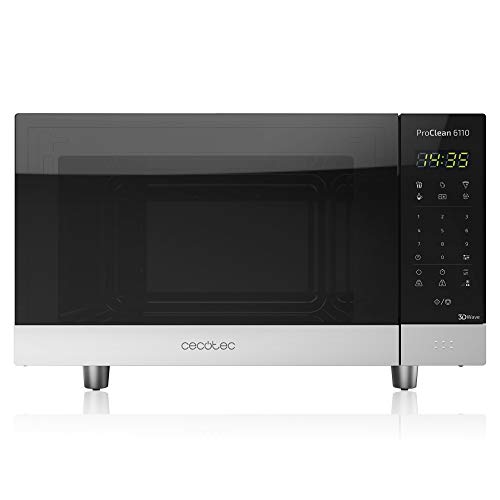 Cecotec Microondas ProClean 6110. 800 W y Grill 1000 W, Capacidad 23L, Revestimiento Ready2Clean para una mejor Limpieza, Tecnología 3DWave, Diseño con Acabados en Acero Inoxidable Cecotec Microondas ProClean 6110. 800 W y Grill 1000 W, Capacidad 23L, Revestimiento Ready2Clean para una mejor Limpieza, Tecnología 3DWave, Diseño con Acabados en Acero Inoxidable