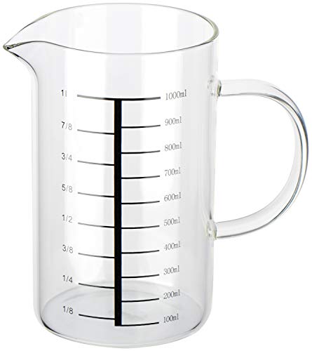 com-four® Jarra medidora para la cocina - Vaso medidor de vidrio resistente a la temperatura - Jarra medidora vaso - Medidor de liquidos, 1l (01 pieza - vaso medidor) com-four® Jarra medidora para la cocina - Vaso medidor de vidrio resistente a la temperatura - Jarra medidora vaso - Medidor de liquidos, 1l (01 pieza - vaso medidor)