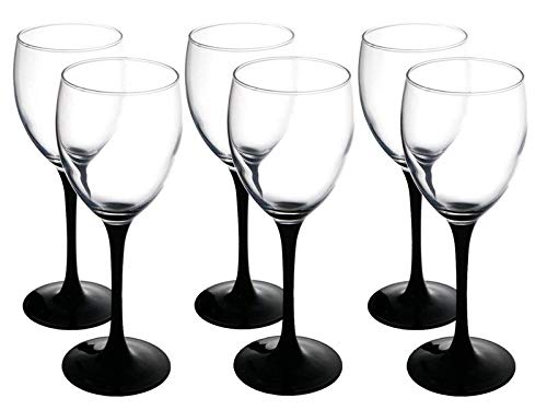 Copas de vino 330 ml juego de 6 negro de tallo largo 20 cm de alto Copas de vino 330 ml juego de 6 negro de tallo largo 20 cm de alto