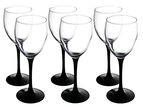 Copas de vino 330 ml juego de 6 negro de tallo largo 20 cm de alto