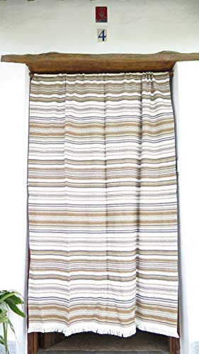 Cortina Alpujarreña Rustica,(160 x 215 cm), Variedad marrón Color 920 Hecha en España, Fibra Natural de algodón - Cortina para Puerta Exterior mosquitera y Parasol