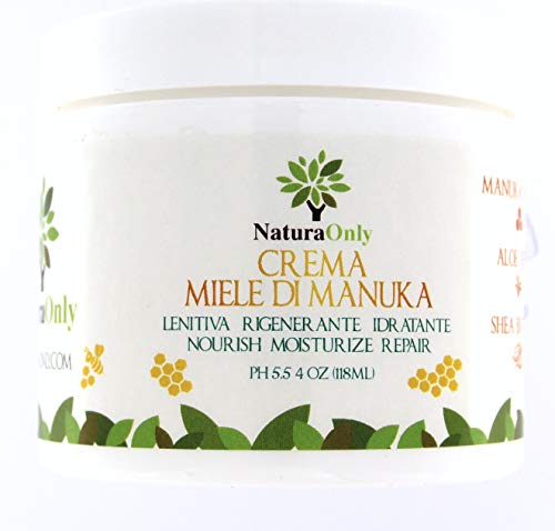 CREMA DE MIEL DE MANUKA - NATURA ONLY: Aloe Vera + Manteca de Karité + Aceite de Coco. Anti-picazón, crema hidratante natural para la cara y loción corporal para la piel seca, alivio del sol.