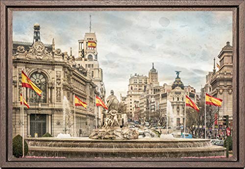 Cuadro enmarcado - Cuadro de la Fuente de la Diosa Cibeles en Madrid - Fotografía artística y moderna de alta calidad - Listo para colgar - Hecho a mano en España (20_x_30_cm)