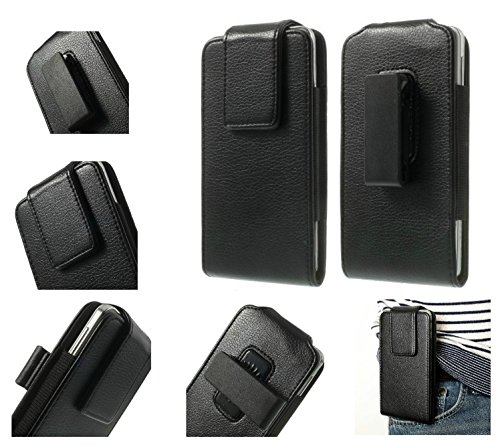DFV Mobile - Magnetic Leather Holster Case Belt Clip Rotary 360º for HISENSE F20 - Black