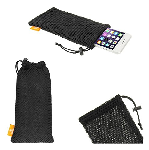 DFV mobile - Universal Nylon Mesh Pouch Bag with Chain and Loop Closure for HISENSE F20 - Black