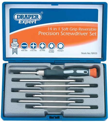Draper Expert 78925 - Juego de destornilladores de precisión con mango suave y puntas reversibles (8 unidades)