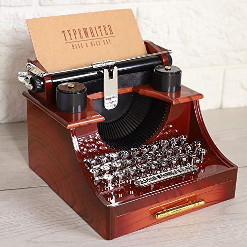 Duokon Caja de música mecánica del Estilo de la máquina de Escribir del Vintage Joyero del Regalo con el cajón Organizadores clásicos de Las Cajas Musicales