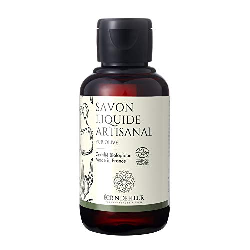 Écrin De Fleur - Jabón Líquido Orgánico Pur Olive - Elaborado por nuestro Artesano Francés con Aceite de Oliva Orgánico, Glicerina, Sal y Agua, Jabón Líquido más Puro, para Manos y Cuerpo - 1x100 ml