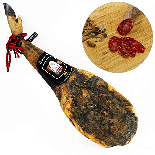 EL ARCON | Paleta de Bellota 100% Ibérica 5/5,5 Kg | Precinto Negro | Sierra de Aracena y Picos de Aroche, Área Jabugo (Huelva) | Con media caña de chorizo Extra Ibérico de Bellota EL ARCON | Paleta de Bellota 100% Ibérica 5/5,5 Kg | Precinto Negro | Sierra de Aracena y Picos de Aroche, Área Jabugo (Huelva) | Con media caña de chorizo Extra Ibérico de Bellota