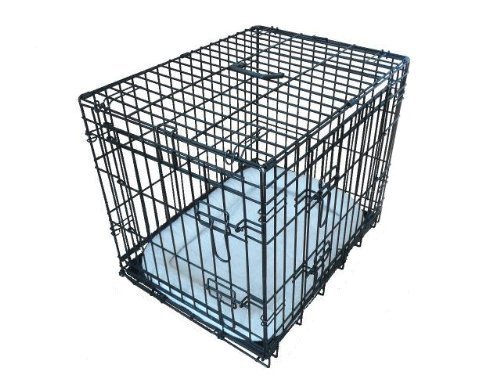 Ellie-Bo Jaula de Lujo extrafuerte, 2 Puertas, Plegable, para Perros, con Cama Grande de Piel de Oveja, Talla Mediana Ellie-Bo Jaula de Lujo extrafuerte, 2 Puertas, Plegable, para Perros, con Cama Grande de Piel de Oveja, Talla Mediana