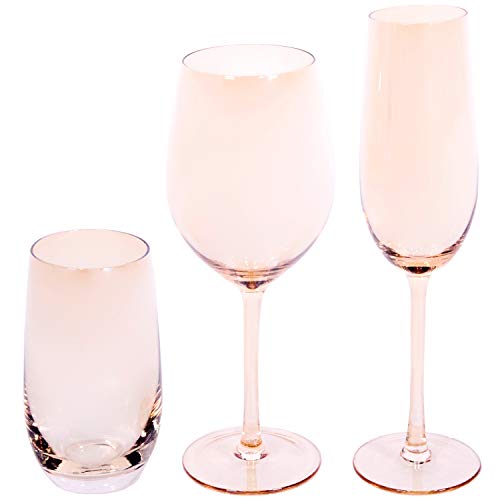 EME Mobiliario Juego de Copas de Cristal en Color Ambar Naranja Compuesto por 6 Copas de Cava, 6 Copas de Vino y 6 Vasos. Una Caja Contiene 18 Unidades. EME Mobiliario Juego de Copas de Cristal en Color Ambar Naranja Compuesto por 6 Copas de Cava, 6 Copas de Vino y 6 Vasos. Una Caja Contiene 18 Unidades.