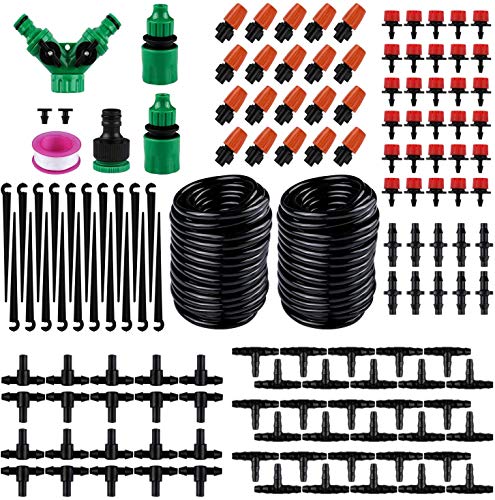 Emooqi Sistema de riego de jardín, 149 Pcs Goteros para Equipos de Riego Automático, Accesorios para Riego por Goteo Sistema de Riego DIY para Irrigación Riego para Jardín, Plantas de Patio - 30 M