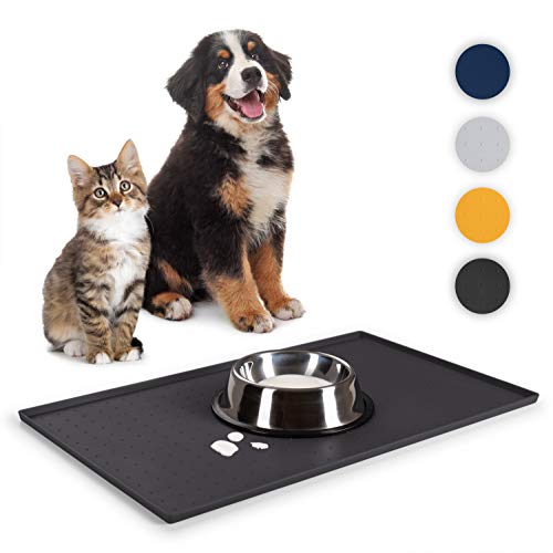 EVERANIMALS Alfombra Comedero Perro y Gato de Silicona con Borde Extra Alto Antideslizante Impermeable y Protege el Suelo de Manchas y Humedad EVERANIMALS Alfombra Comedero Perro y Gato de Silicona con Borde Extra Alto Antideslizante Impermeable y Protege el Suelo de Manchas y Humedad