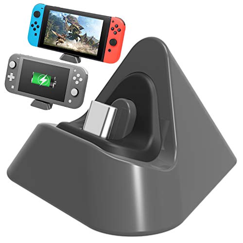 FASTSNAIL Base de carga para Nintendo Switch/Nintendo Switch Lite, Mini estación de carga para Switch/Switch Lite 2019 Triangle Holder (gris)