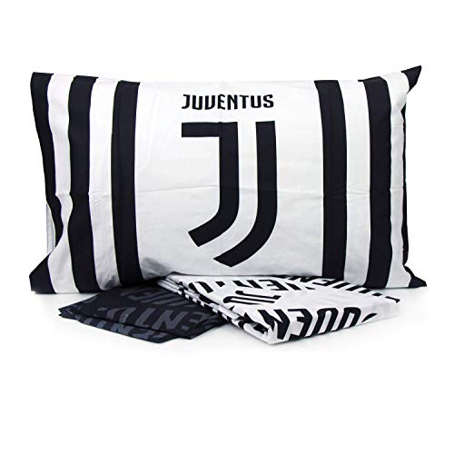 FC JUVENTUS Juego de sábanas para cama individual de algodón con parte superior de las fundas de almohada oficial – Variante 4