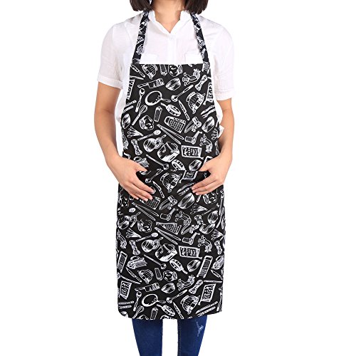 Filfeel Delantales de Cocina, Ajustables a Prueba de Agua Cafe Commercial Restaurant Chef Delantales Convenient Mens Womens Dress with Pockets(#3)