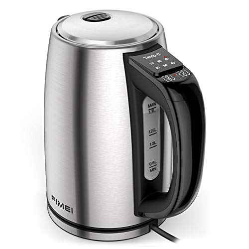 FIMEI Hervidor de Agua con Regulador de Temperatura 1.7L, 6 Temperaturas Preestablecidas, Mantener Caliente 2 Horas, 2200W, Hervidor Eléctrico de Acero Inoxidable, Ebullición Rápida sin BPA FIMEI Hervidor de Agua con Regulador de Temperatura 1.7L, 6 Temperaturas Preestablecidas, Mantener Caliente 2 Horas, 2200W, Hervidor Eléctrico de Acero Inoxidable, Ebullición Rápida sin BPA