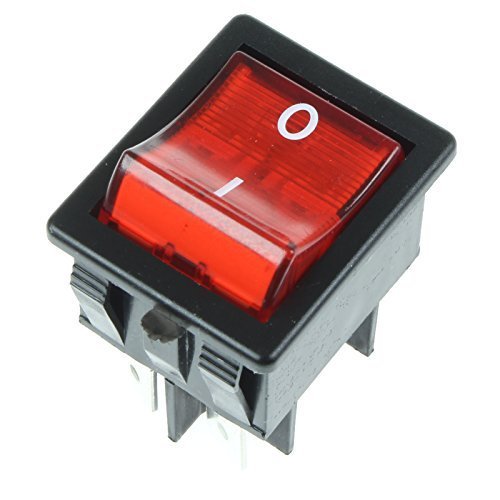 First4spares Interruptor universal rectangular iluminado de encendido/apagado – rojo con marcado I/O – 20 Amp 4 polos