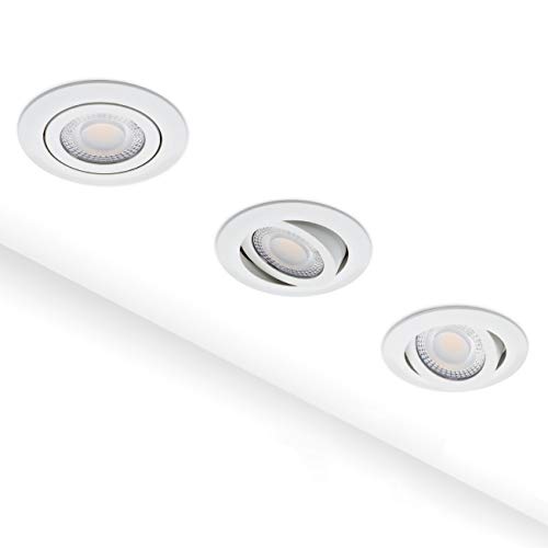 Foco LED empotrable regulable plano 5 W blanco juego de 3 focos de techo 3 niveles de intensidad regulable 3000 K blanco cálido 230 V