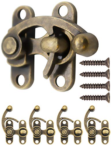 Fuxxer® – 4 cierres antiguos, ganchos para muebles, diseño de hierro bronce, para cofre de vino, cajas de vino en estilo vintage, estilo retro, acabado macizo, 32 x 27 mm, juego de 4 unidades Fuxxer® – 4 cierres antiguos, ganchos para muebles, diseño de hierro bronce, para cofre de vino, cajas de vino en estilo vintage, estilo retro, acabado macizo, 32 x 27 mm, juego de 4 unidades