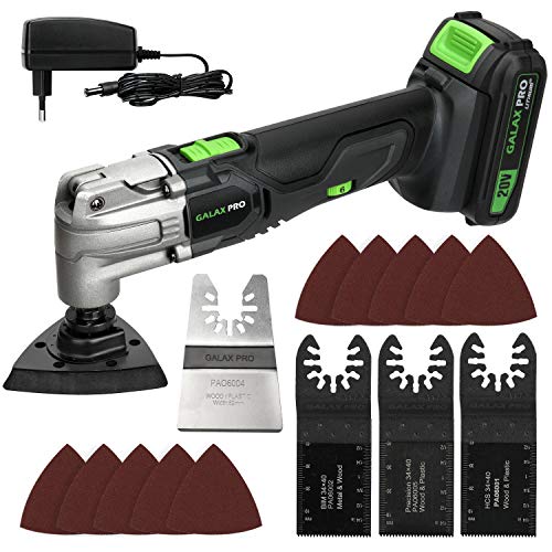 GALAX PRO Multiherramienta Oscilante,20V 5000-18000 OPM Herramienta de Oscilación Eléctrica Inalámbrica,3° Ángulo de Oscilación,3 Cuchillas y 10 Piezas de Papel de Lija,Con Cargador y Batería GALAX PRO Multiherramienta Oscilante,20V 5000-18000 OPM Herramienta de Oscilación Eléctrica Inalámbrica,3° Ángulo de Oscilación,3 Cuchillas y 10 Piezas de Papel de Lija,Con Cargador y Batería
