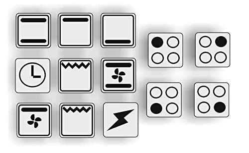 Generisch Juego de 13 unidades de pegatinas para el horno, con símbolos (R29/1), número 3 símbolos sobre fondo transparente, 14 x 14 mm.
