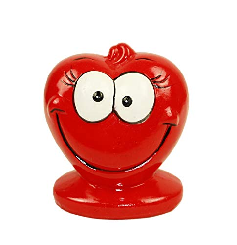 HAAC Hucha en forma de corazón de cerámica, 9 cm x 8,5 cm, color rojo, azul o amarillo