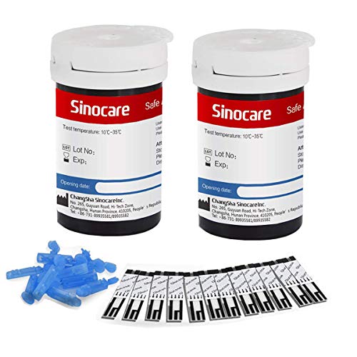 HARPIMER Glucosa en Sangre Kit Tiras de Prueba 50 Piezas+ 50 lancetas de Monitor de azúcar en Sangre para Safe AQ Smart