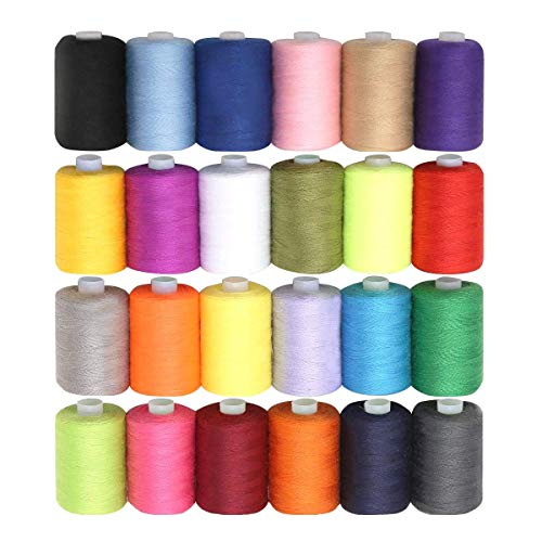 Hilos Coser (24 Pz) - 914 Metros por Carrete Hilos de Poliéster - Hilos Coser Overlock en Colores Variados Brillantes para Aficiones Creativas, Costura a Mano, Maquina Coser