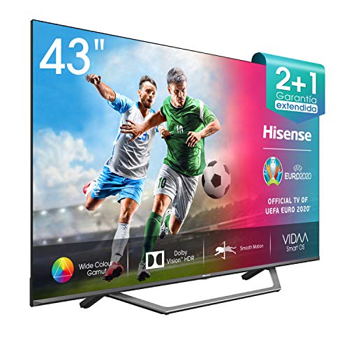 Hisense 43AE7400F UHD TV 2020 - Smart TV, Resolución 4K, Dolby Vision, Wide Color Gamut, audio DTS Virtual-X, Ultra Dimming, Vidaa U 4.0, 43", con Alexa integrada