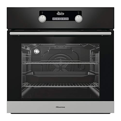 Hisense BI3222AB - Horno Multifunción,Clase A, Gran capacidad 71L, Limpieza con Vapor, 9 Programas, Guía Telescópica Incluida, Cristal extraíble de fácil limpieza, Cierre Suave, Puerta blindada