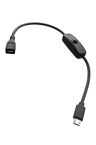 HomeSpot USB 2.0 a corto Micro USB cable de extensión Cable con botón de encendido Apagado para frambuesa Pi Zero 3 iPhone Smartphone cargador de cable de la tableta (28.5CM cable USB con interruptor)