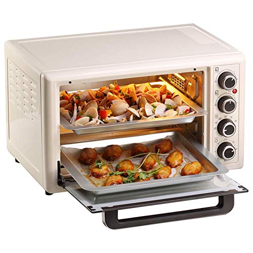 Horno eléctrico para hornear en casa, multifunción, automático, pequeño horno para pasteles, 32 litros, gran capacidad, control de temperatura independiente de cuatro perillas, calentamiento de cuatr