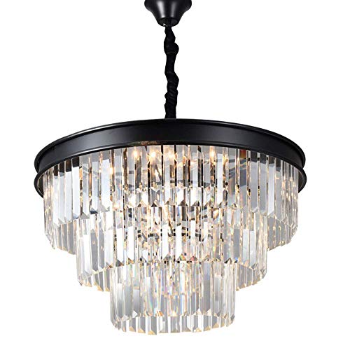 HUAXUE ZHXZHXMY Boutique Lighting - Posmoderna Minimalista Comedor Araña Negro Industrial Viento K9 de Gaza Crystal Sala de la lámpara, diámetro 80 cm * 12 e14m