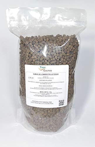 Humus de lombriz pelletizado para plantas. Humus ecológico de lombriz roja en forma de granulo para un mejor reparto y dosificacion (4kg)