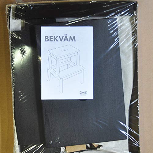 Ikea BEKVÄM - Taburete de madera de haya maciza, color negro