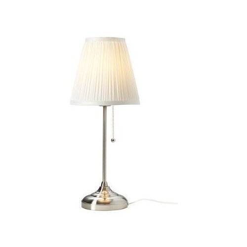 Ikea – Lámpara de mesa 'arstid' 56 cm alta niquelado –  – lámpara de mesa con pantalla de tela