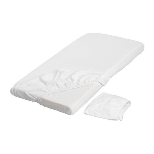 Ikea Lena - Juego de 2 sábanas para Cama Infantil (120 x 60 cm, con Banda de Goma, 100% algodón), Color Blanco