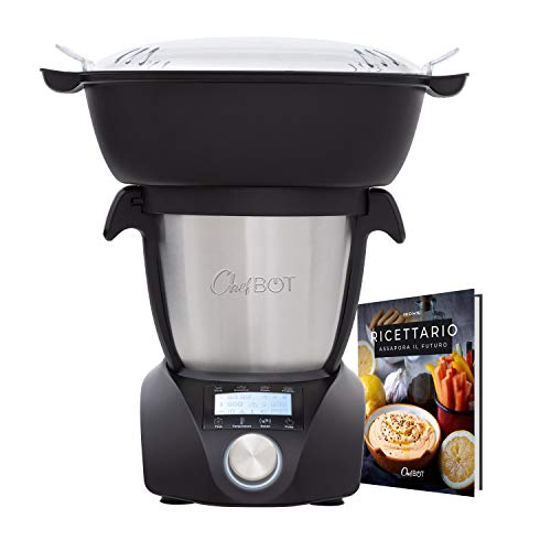 IKOHS Chefbot Compact – Robot de cocina multifunción, compacto, 23 funciones, 10 velocidades con turbo, 3,5 litros de acero inoxidable, sin BPA (con accesorio de vapor y recetario – negro)