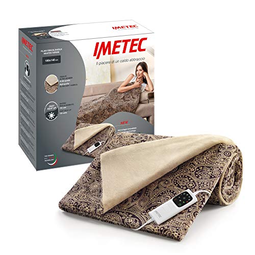 Imetec Adapto Velvet Jacquard, Manta eléctrica de 140 x 180 cm, tejido aterciopelado y sedoso, equipada con tecnología Adapto, dispositivo de seguridad, 6 temperaturas, se puede lavar en la lavadora