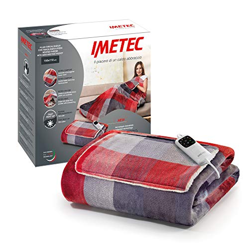 Imetec Adapto Velvet Tartan, Manta eléctrica de 150 x 110 cm, Tejido Aterciopelado, Equipado con tecnología Adapto, Dispositivo de Seguridad, 6 temperaturas, se Puede Lavar en la Lavadora