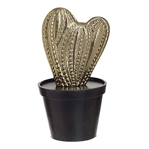 Inart - Cactus decorativos de aluminio en una maceta (11,5 x 11,5 x 22 cm), color dorado y negro