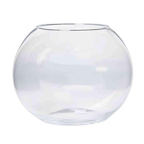 INNA-Glas Jarrón Redondo Tobi de Cristal, Transparente, 20,5cm, Ø 25cm - Florero de Mesa - Pecera Decorativa