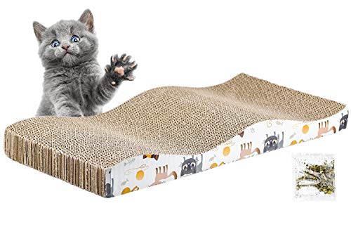 Inntek 1pcs Rascador de Gato, Tablero de Rascar para Gatos, Juguete de Gato, Rascador de Cartón para Gatos, Almohadilla para Rascar Gatos 43.5 * 21.5CM con Catnip Altura 2.5CM Afila Uñas