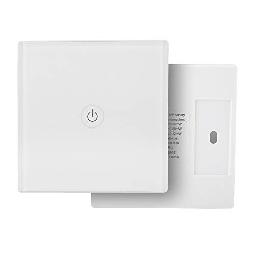 Interruptor de luz táctil remota, 12V Panel de Interruptor de Pared de Inteligencia inalámbrica, Interruptor de luz táctil de 1 vía con Receptor para casa Inteligente(Blanco)