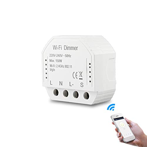 Interruptor de regulador de intensidad de luz LED inteligente WiFi DIY Smart Life/Tuya APP mando a distancia 1/2 modo interruptor, funciona con Alexa Echo Google Home (1c dimmer)