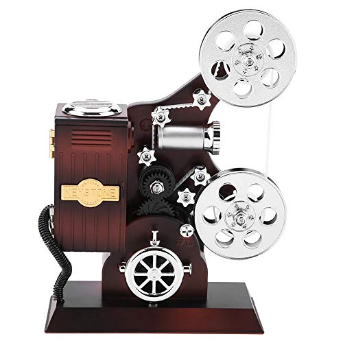 Jarchii Joyero, Caja de joyería Musical de proyector de película mecánica Vintage, Caja de Almacenamiento de Joya clásica Mini con Espejo cosmético Decorativo para el hogar