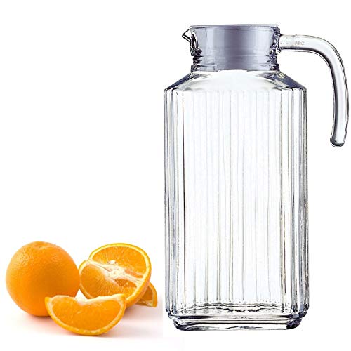 Jarra Cristal Nevera 1,8 L - Diseño de Vidrio Acanalado, Tapa y Asa de Agarre Jarra Cristal Nevera 1,8 L - Diseño de Vidrio Acanalado, Tapa y Asa de Agarre