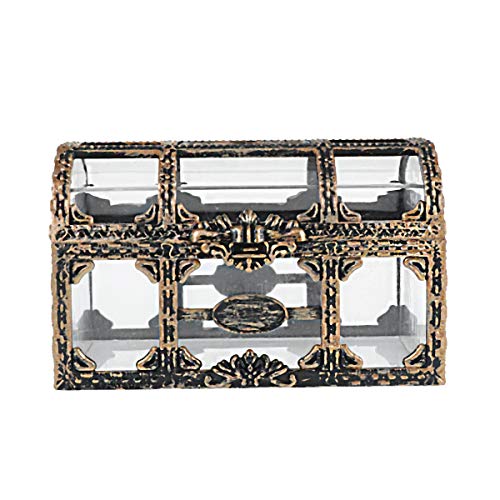 Joyero retro retro rectangular vintage cofre del tesoro transparente caja de regalo para niñas mujeres