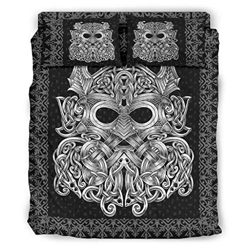 Juego de 4 fundas de edredón y fundas de almohada Viking Odin – suave y cómodo juego de sábanas blanco 3 240 x 264 cm